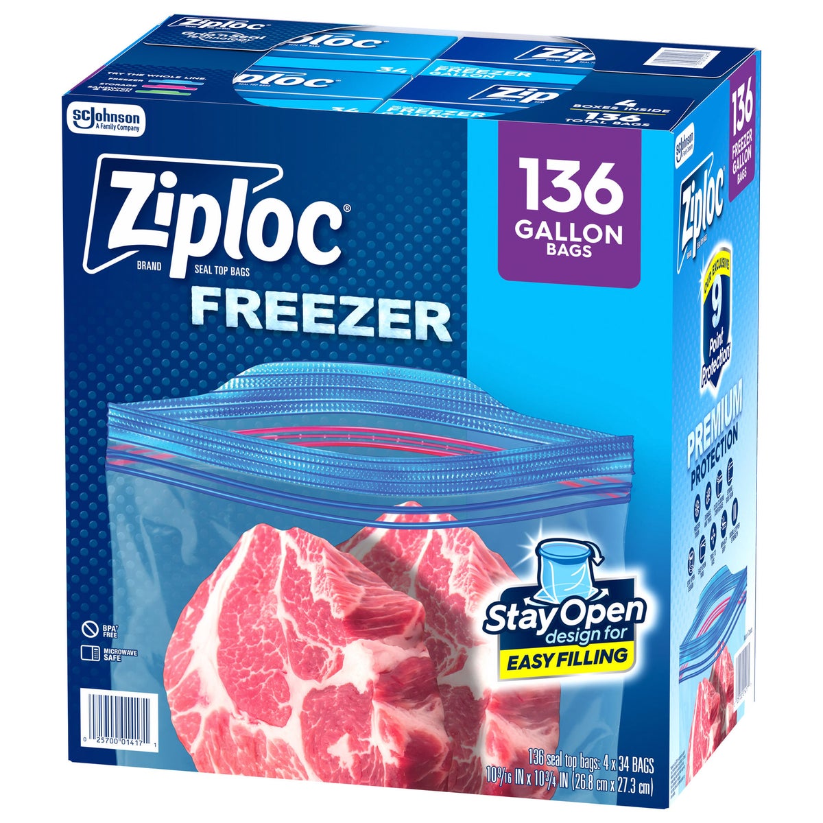 Ziploc gallon seal top freezer bags 136 count