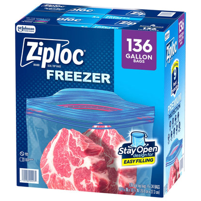Ziploc gallon seal top freezer bags 136 count