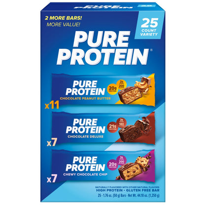 Pure Protein variety pack protein bars 25 count