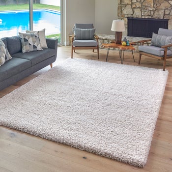 Thomasville silver luxury shag area rug 6'6 x 9'6