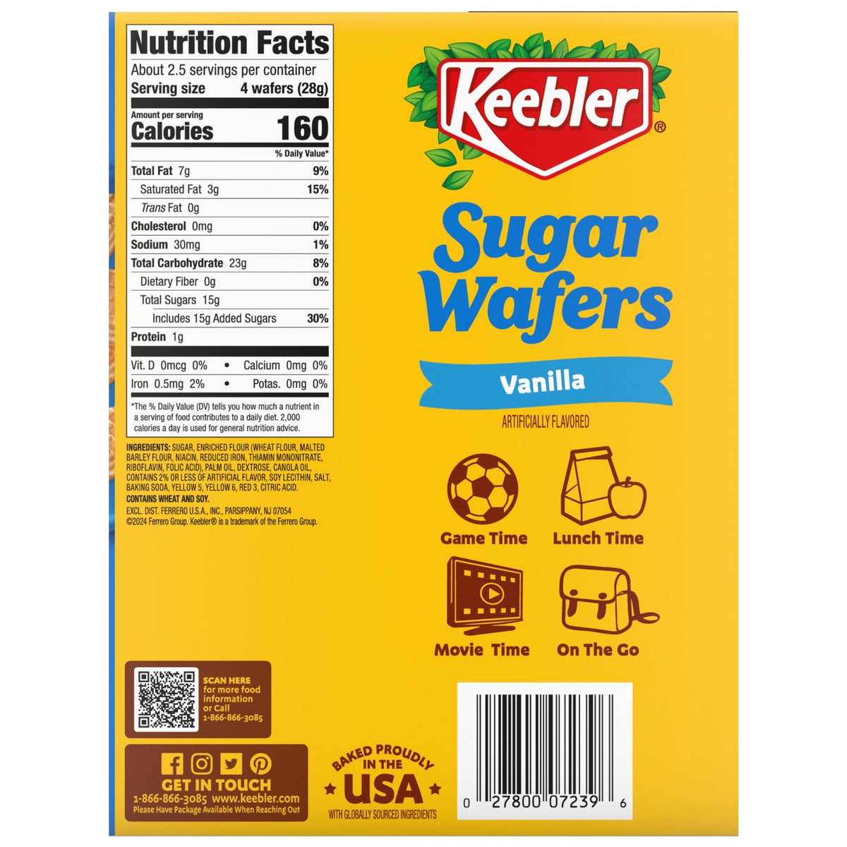 Keebler sugar wafers vanilla snack packs