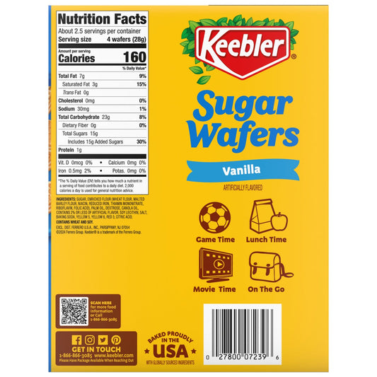 Keebler sugar wafers vanilla snack packs