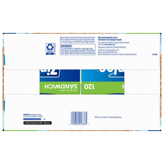 Ziploc seal top sandwich bags bulk pack