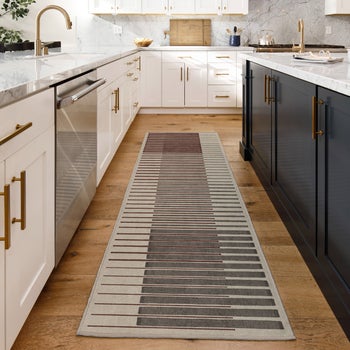 Ruggable teal washable runner rug with flatwoven Gradasi design