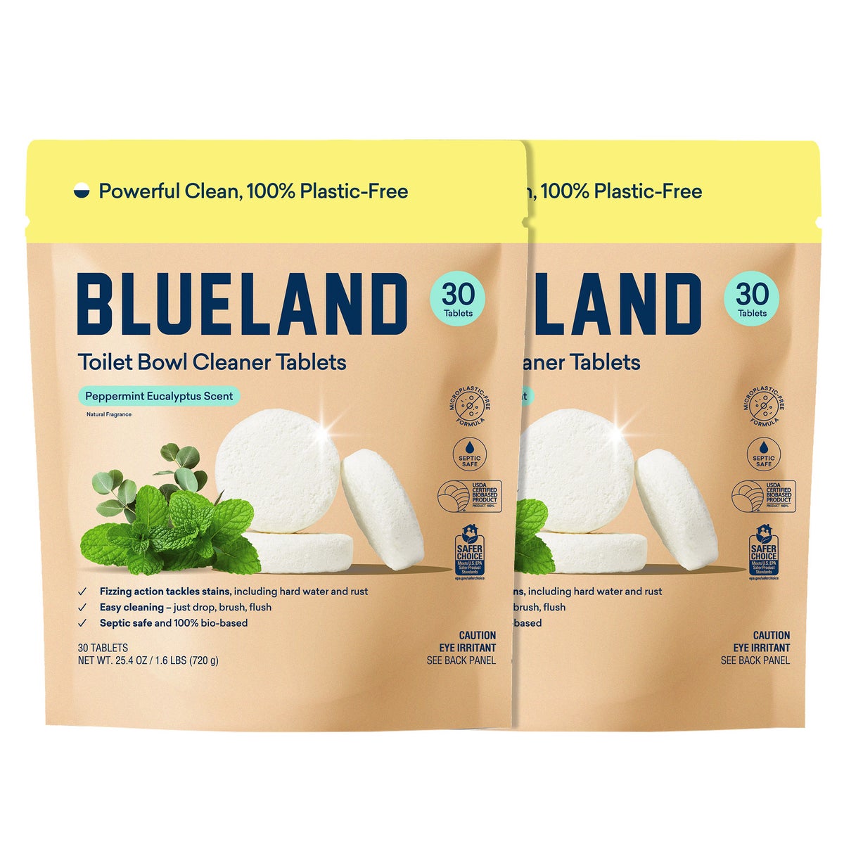 Blueland toilet bowl cleaner tablets peppermint eucalyptus 60 count