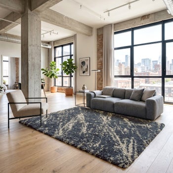 Thomasville Marketplace Adria blue luxury shag rug 6'6 x 9'6
