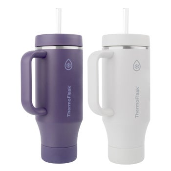 ThermoFlask 40 oz insulated stainless steel tumbler 2-pack with handle and straw lid
