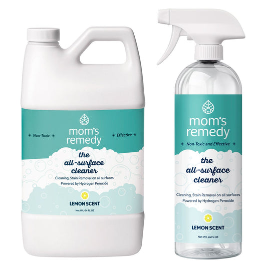 MomRemedy lemon hydrogen peroxide cleaner spray bottle
