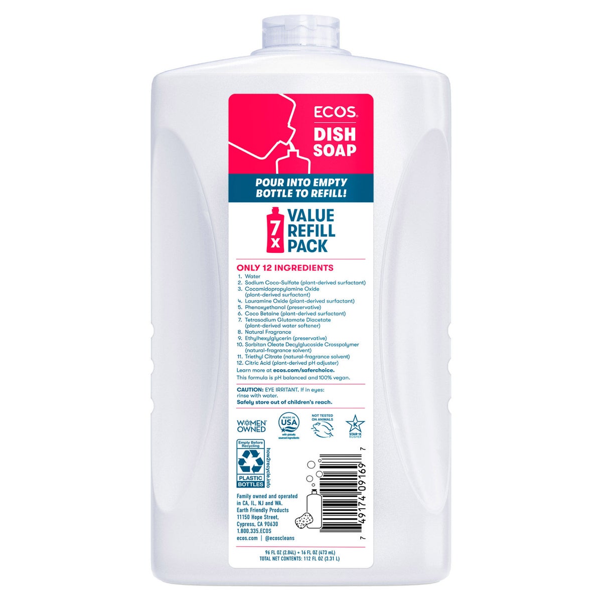 ECOS dish soap set with bottle and refill