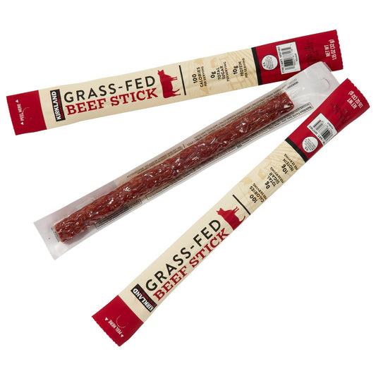 Individually wrapped grass-fed beef sticks snack