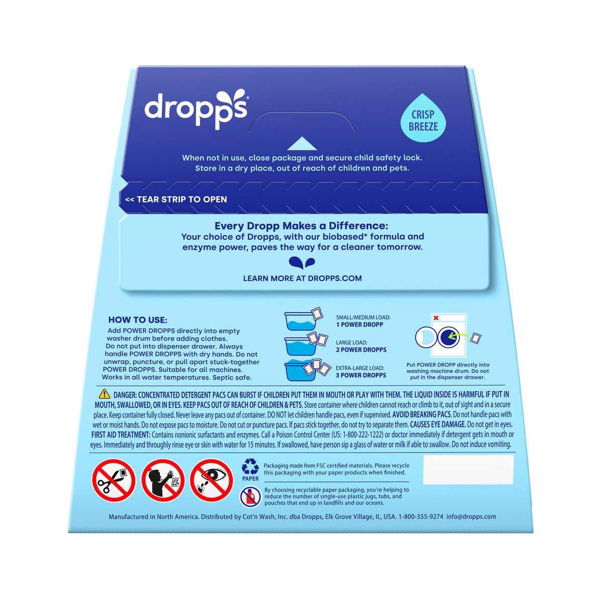 Biobased odor and stain laundry pacs by Dropps