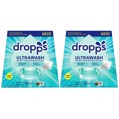 Dropps Ultrawash lemon citrus dishwasher detergent pacs 128 count