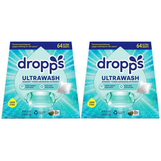 Dropps Ultrawash lemon citrus dishwasher detergent pacs 128 count