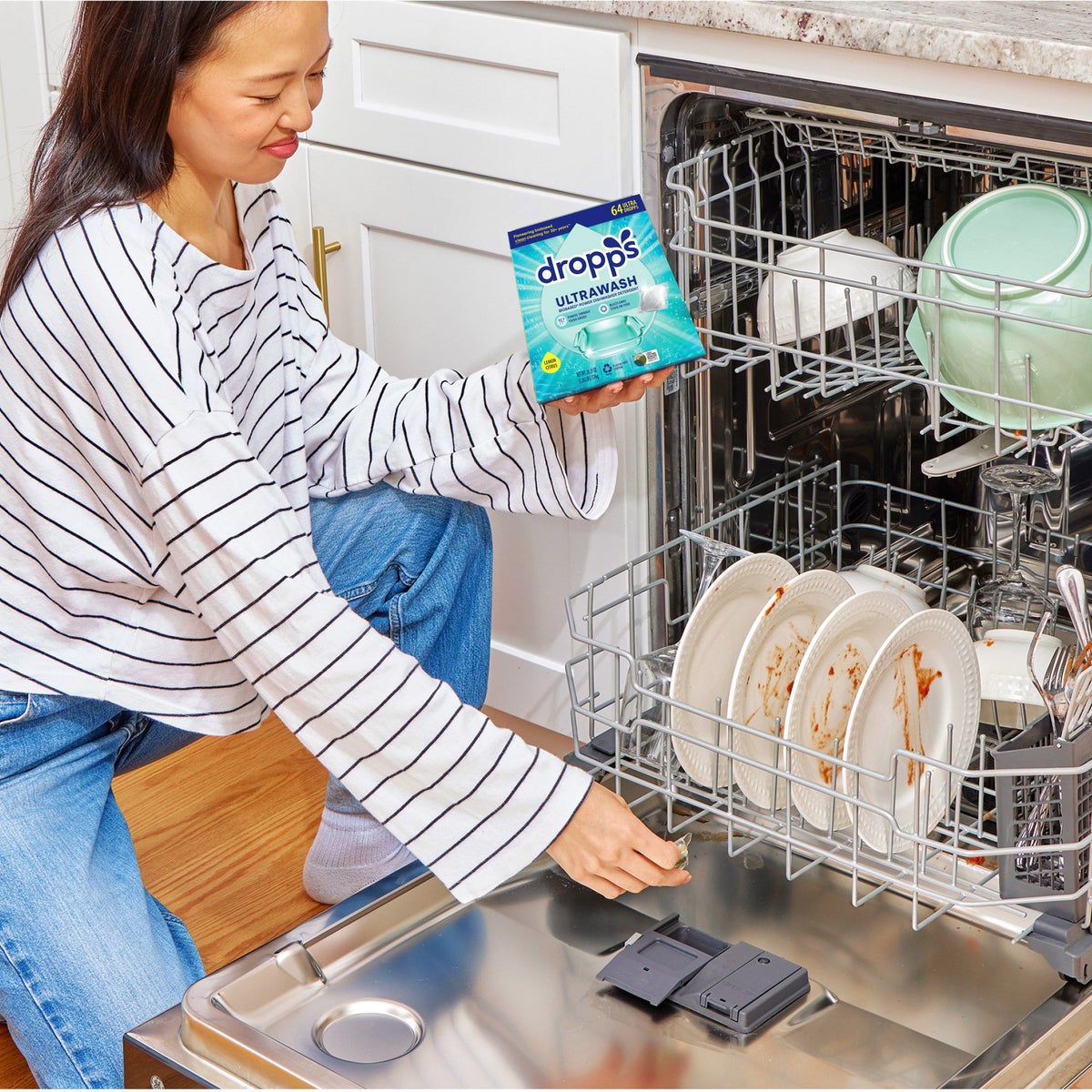 Dropps dishwasher pacs for tough grease and stuck-on food
