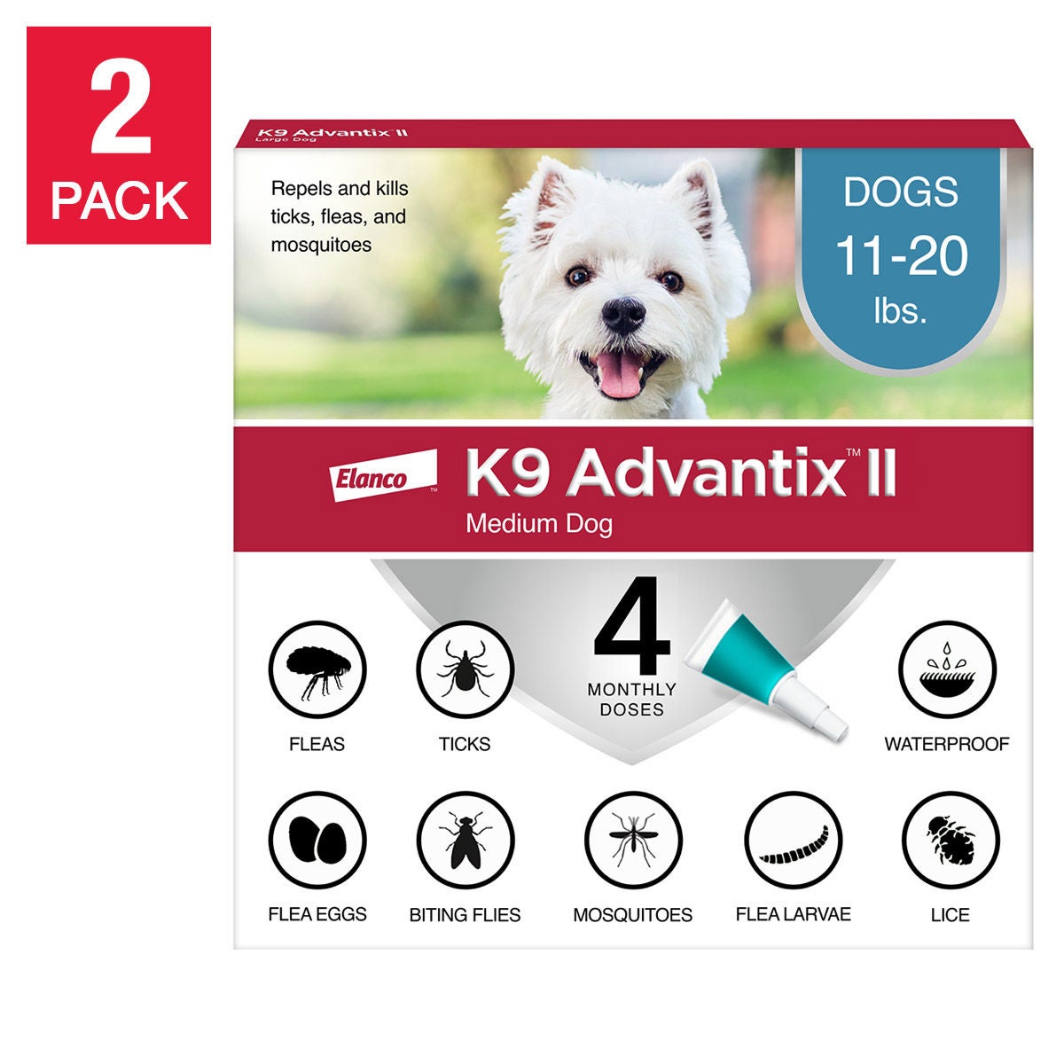K9 Advantix II flea and tick topical treatment for dogs 11-20 lbs