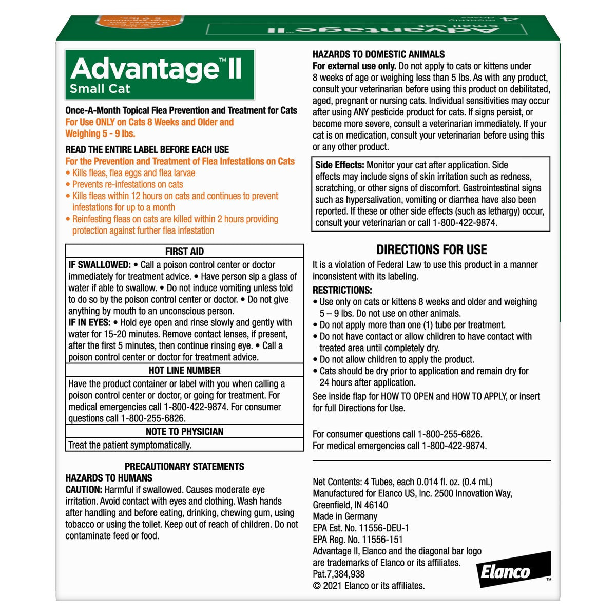 Advantage II 2-count cat flea treatment pack