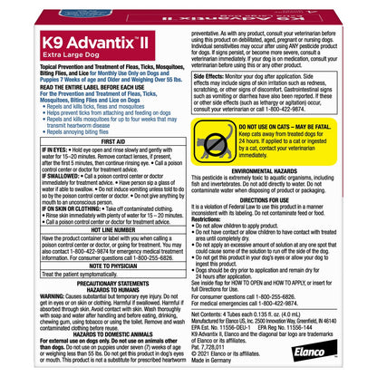 K9 Advantix II 4-dose flea and tick treatment pack for dogs