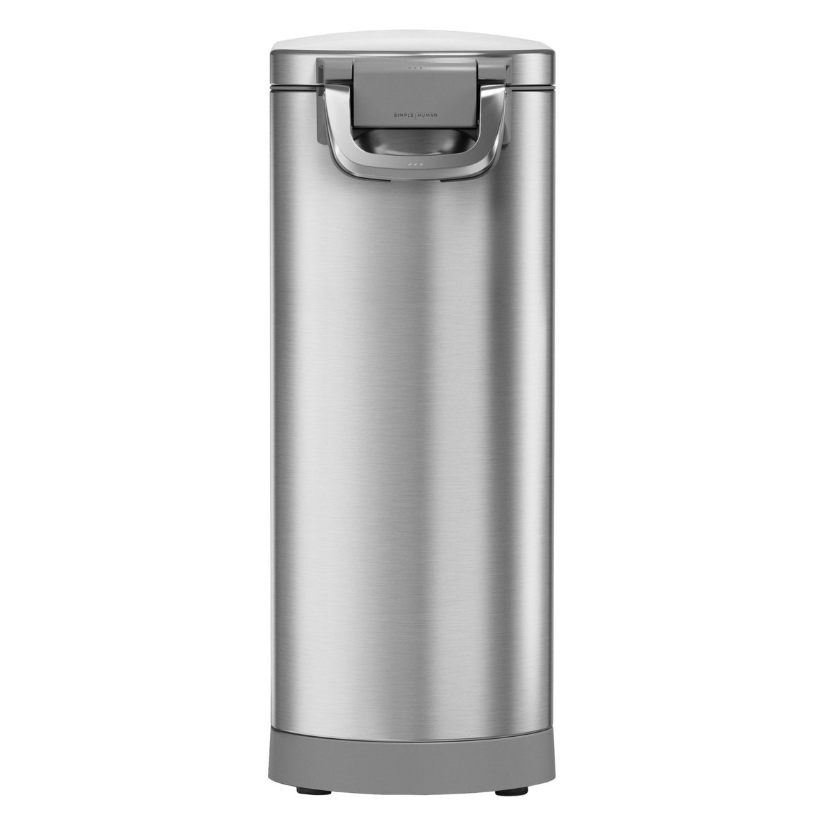 pet food can with magnetic scoop storage under lid