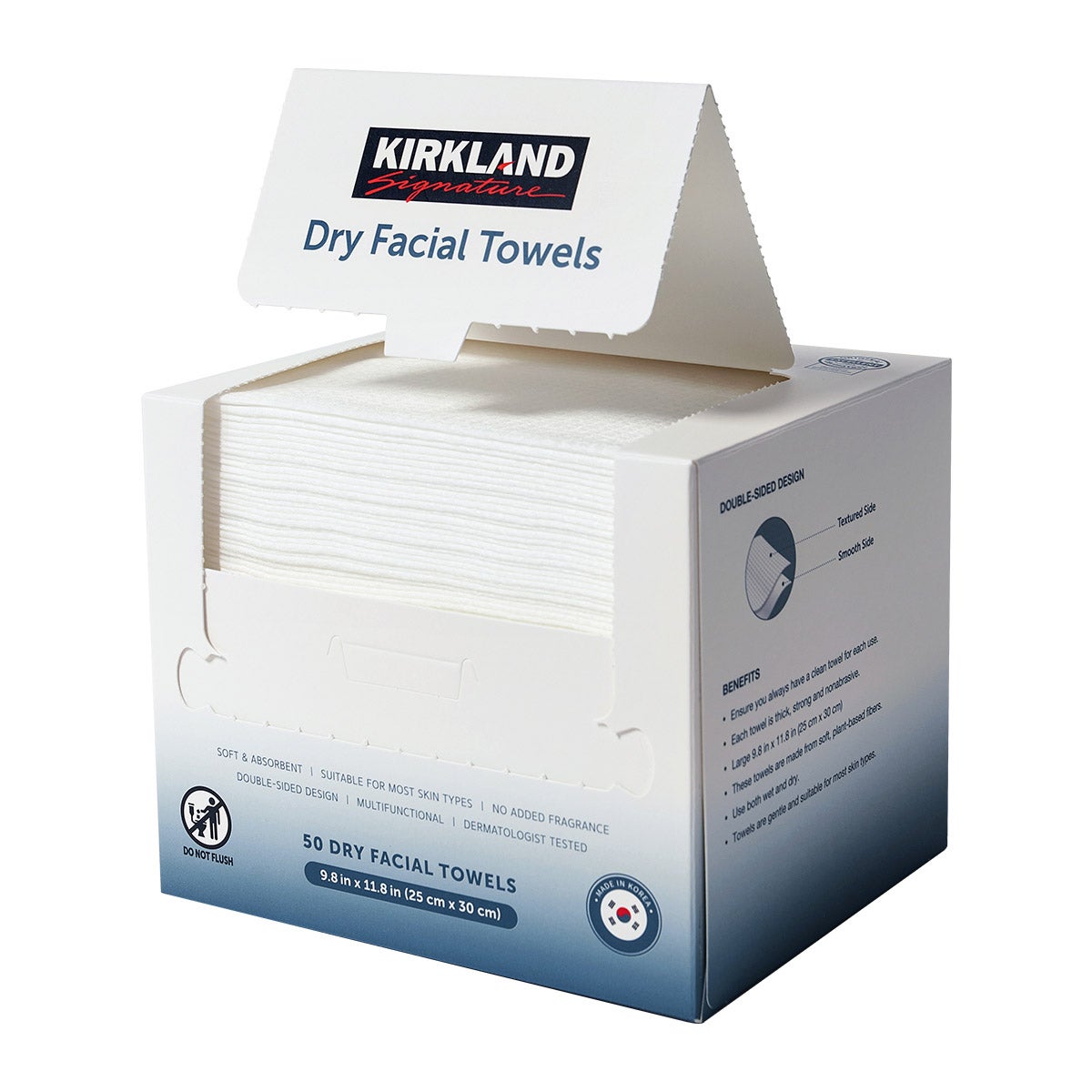 Soft absorbent dry facial towels for daily cleansing