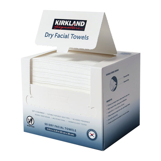 Soft absorbent dry facial towels for daily cleansing