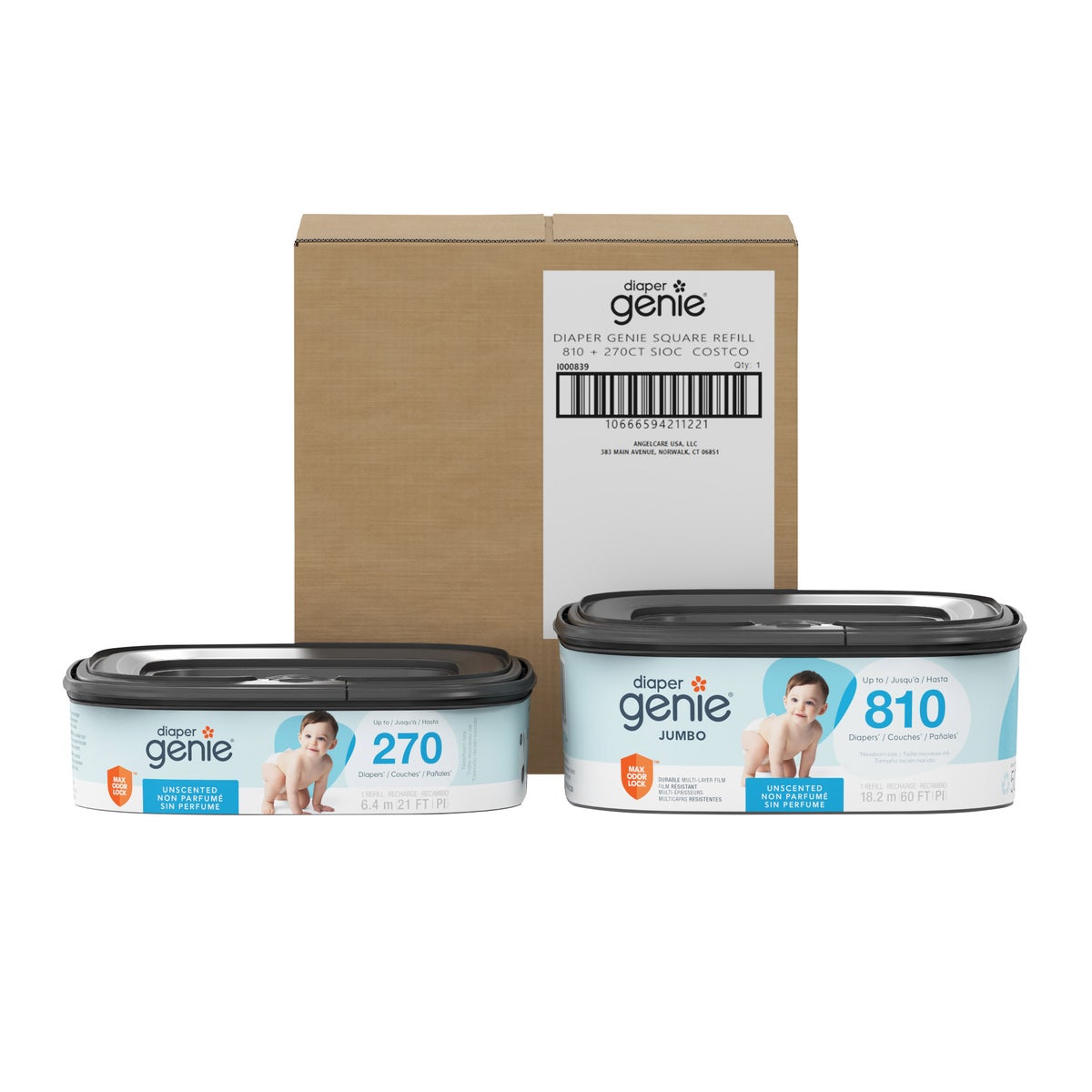 Unscented diaper refill with Max Odor Lock