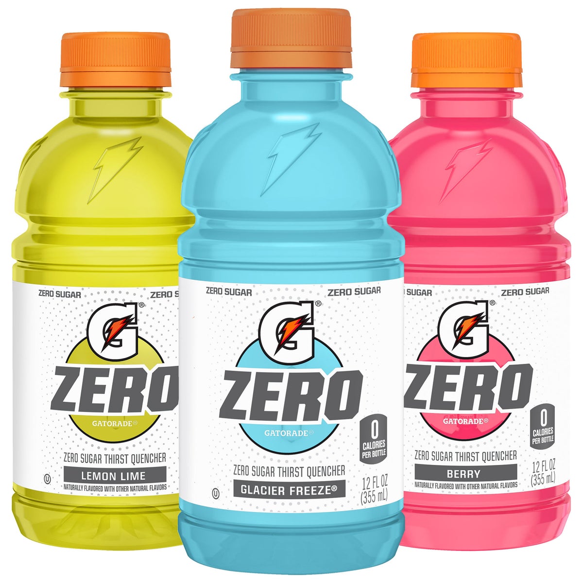 Gatorade Zero Sugar sports drink in Lemon Lime Glacier Freeze Berry