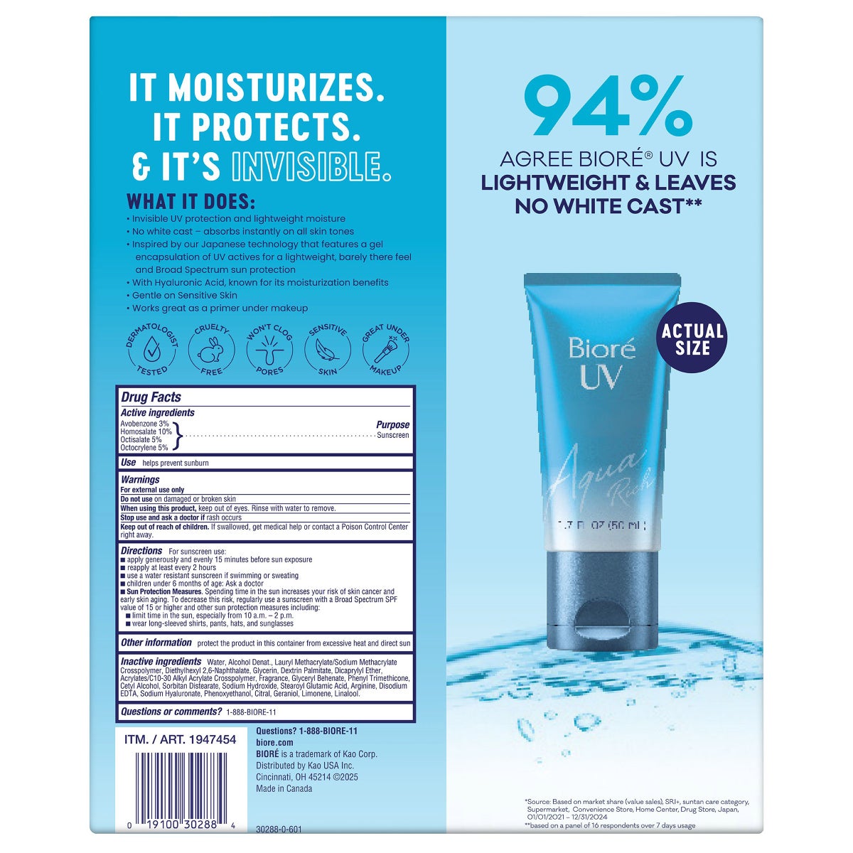 Weightless Bioré sun care moisturizer with hyaluronic acid