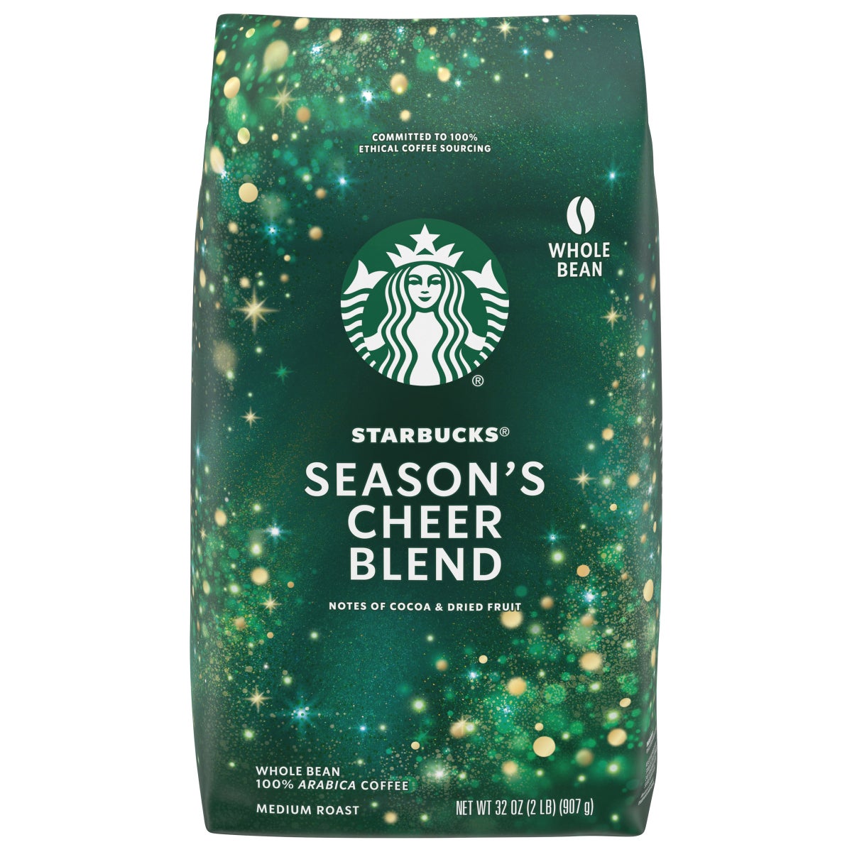 Starbucks Season's Cheer Blend medium roast whole bean coffee