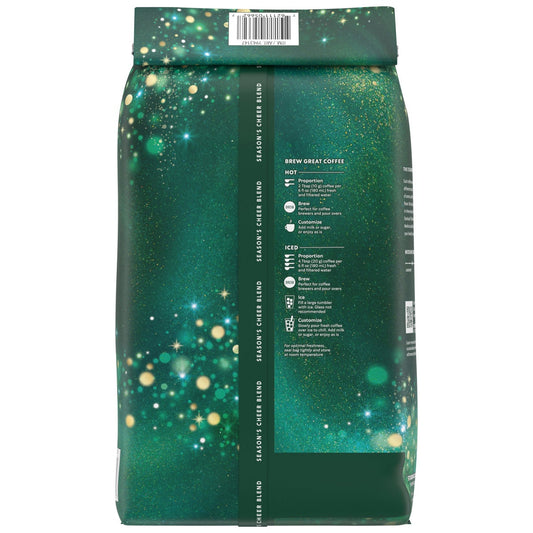 Starbucks seasonal coffee bag with cocoa and dried fruit notes