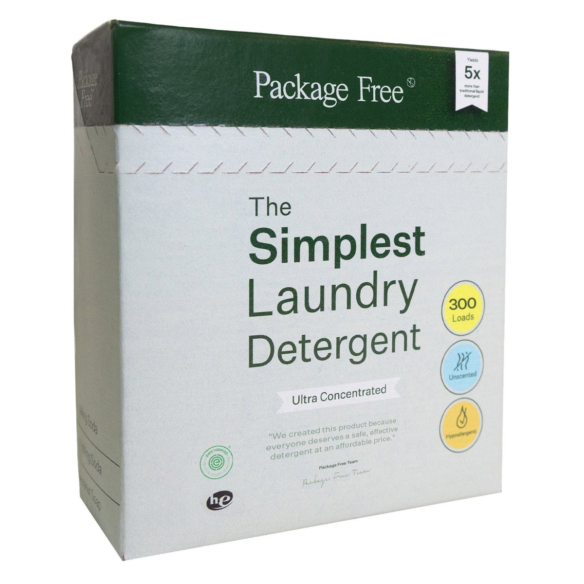 Package Free unscented powder laundry detergent 300 loads