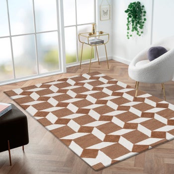 Obeetee Nova Rust hand-tufted wool area rug 8 x 10