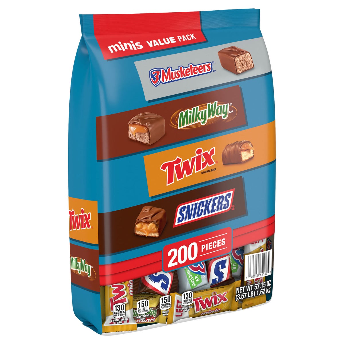 Mini 3 Musketeers, Milky Way, Twix and Snickers candies