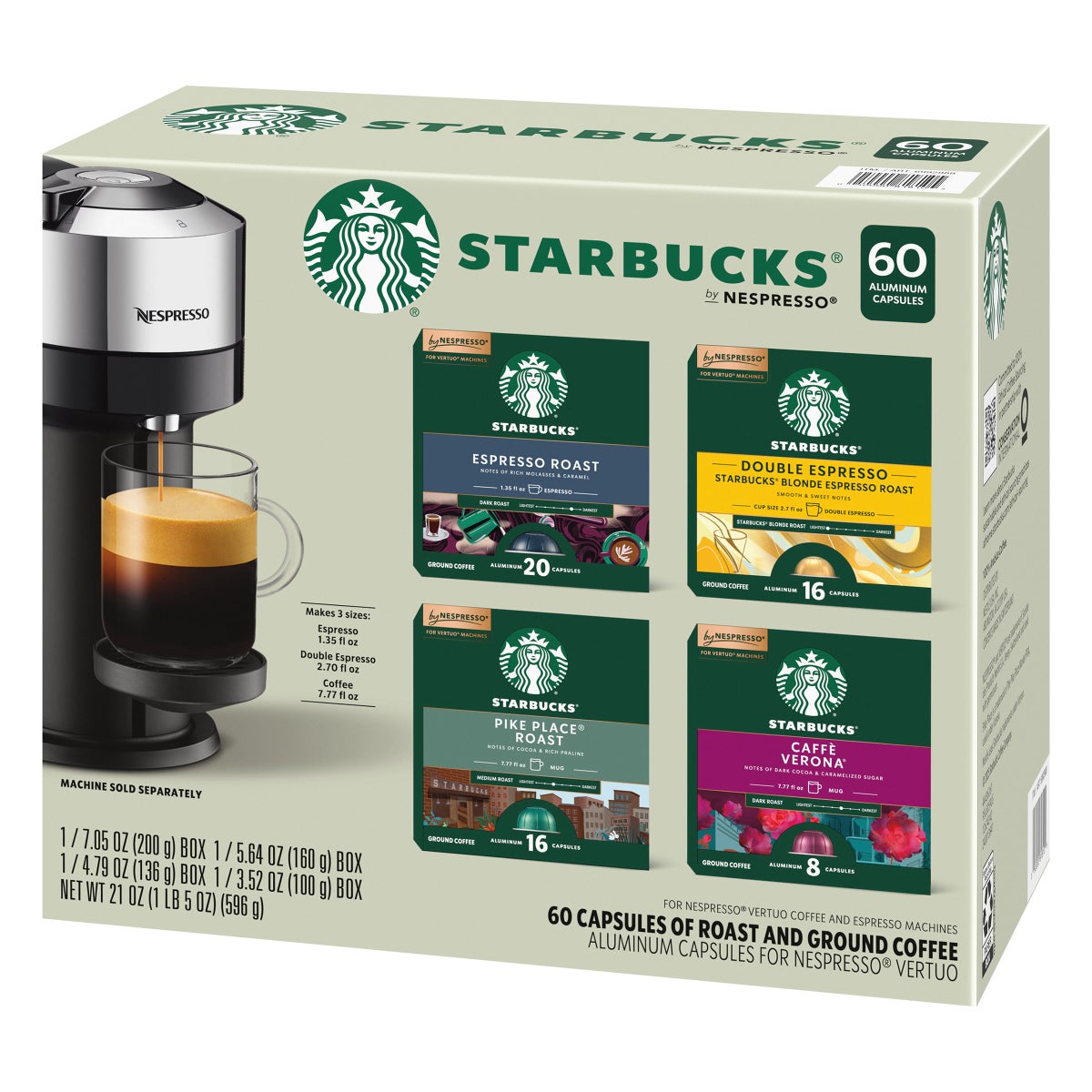 Starbucks coffee and espresso capsules for Nespresso Vertuo