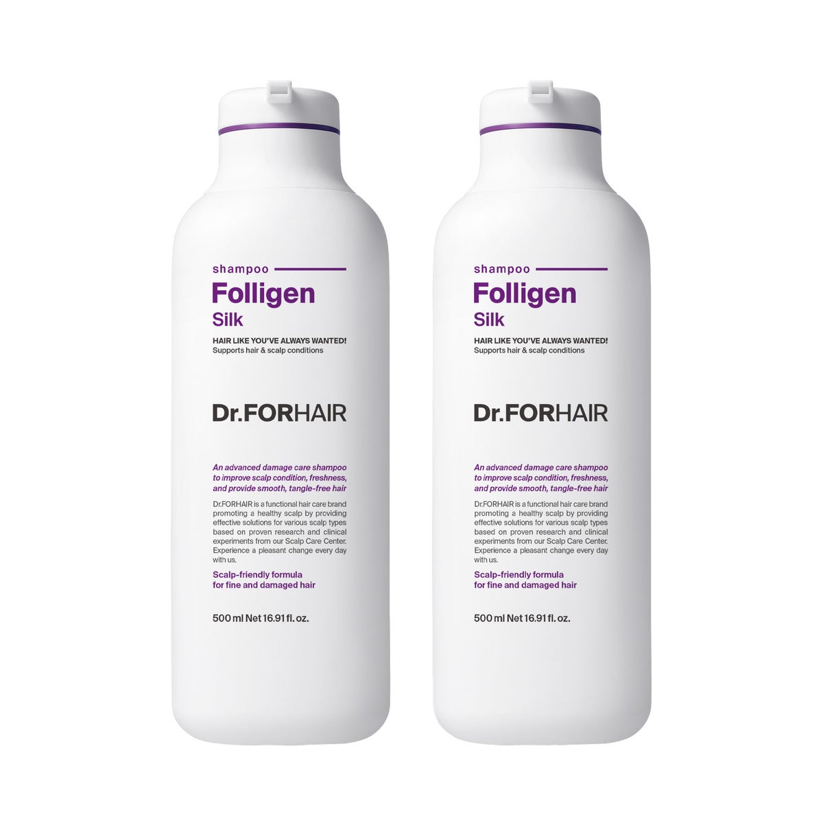 Dr.ForHair Folligen Silk Shampoo 2-pack bottles