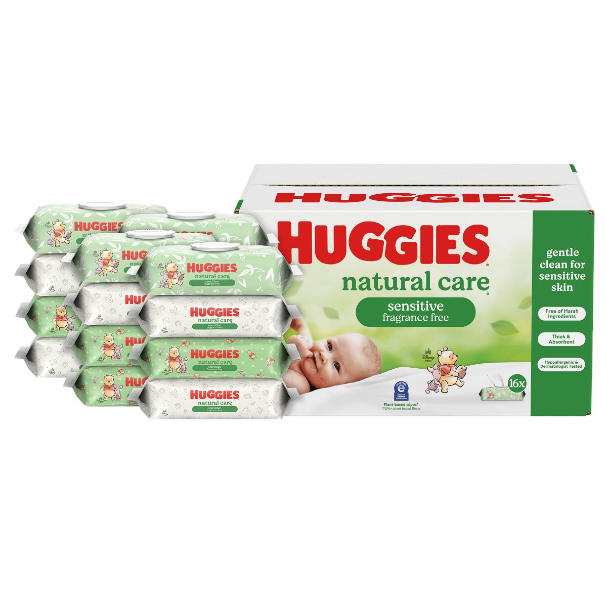 Huggies sensitive baby wipes soft pack with flip-top lid