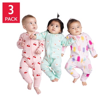 Three-pack white baby sleepers by Monica & Andy