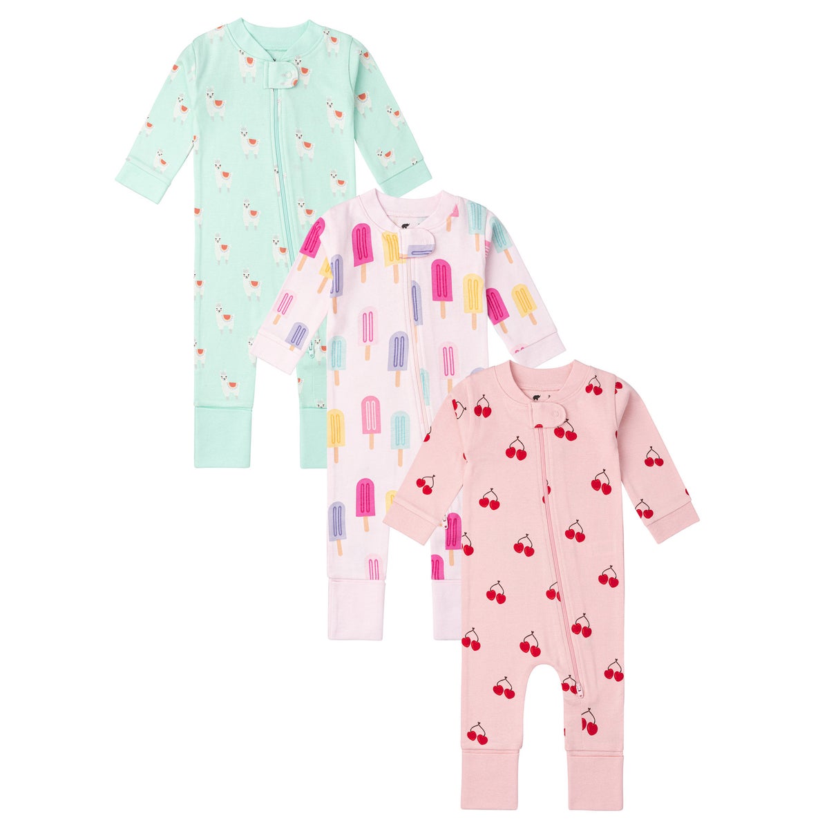 Organic cotton baby sleepers with 2-way zipper