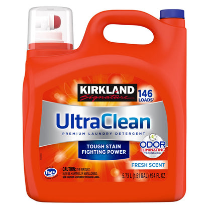 Kirkland Signature Ultra Clean HE liquid laundry detergent bottle