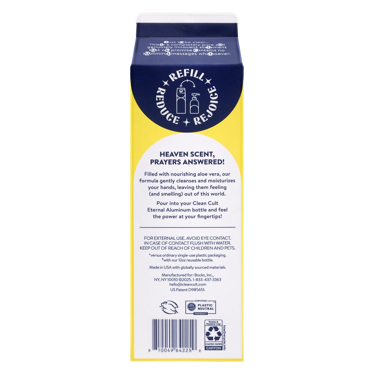 Cleancult dish soap carton with fresh lemon verbena scent