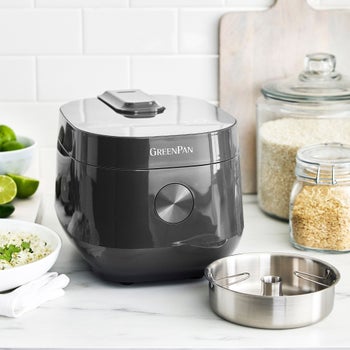 GreenPan 8 Cup Carb Reducing Rice Cooker in dark gray