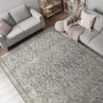 Apache Celyse Blue chenille area rug 6 by 9 feet