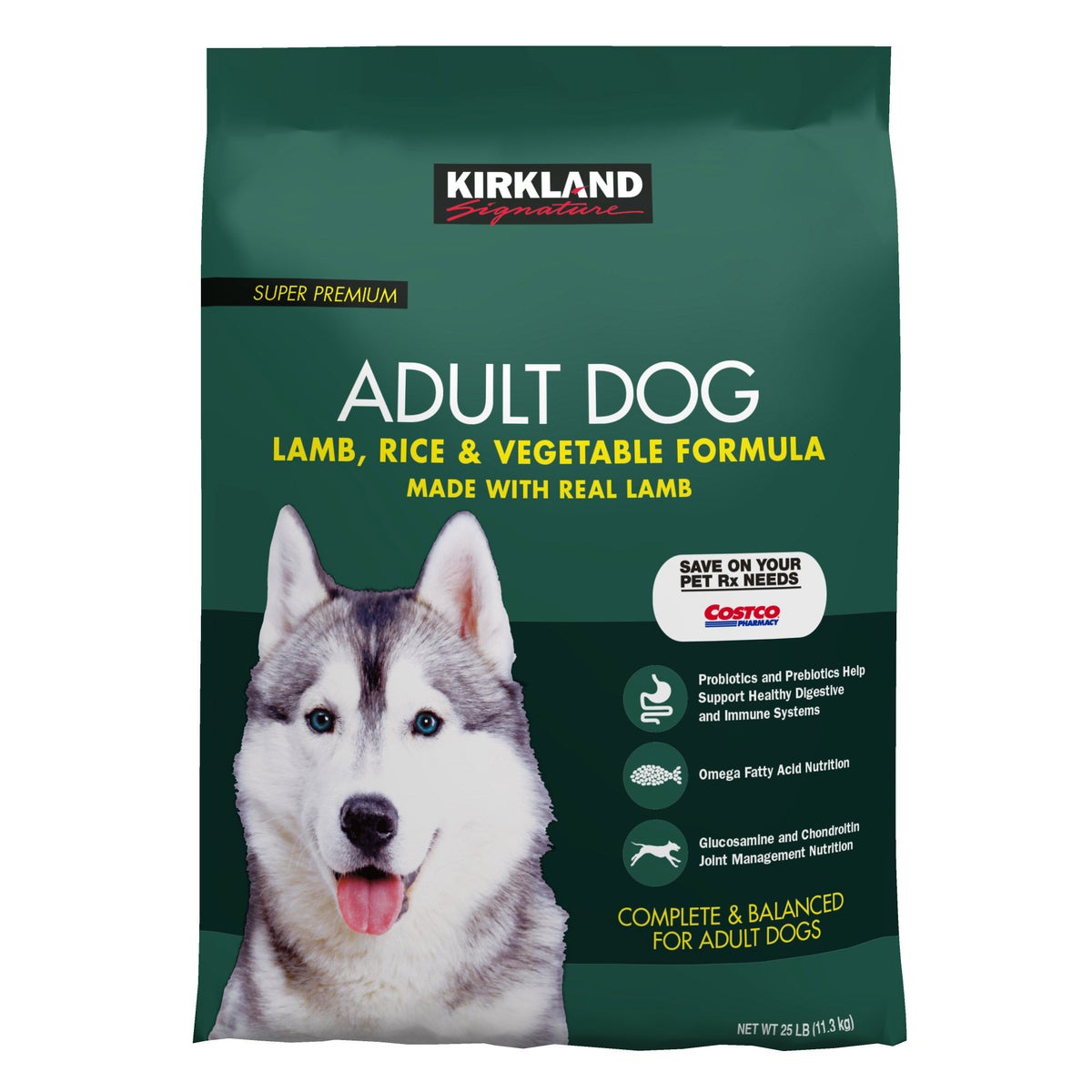 Kirkland Signature adult lamb rice vegetable dog food 25 lb bag