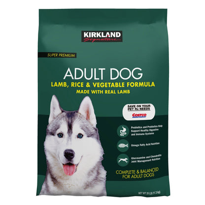 Kirkland Signature adult lamb rice vegetable dog food 25 lb bag
