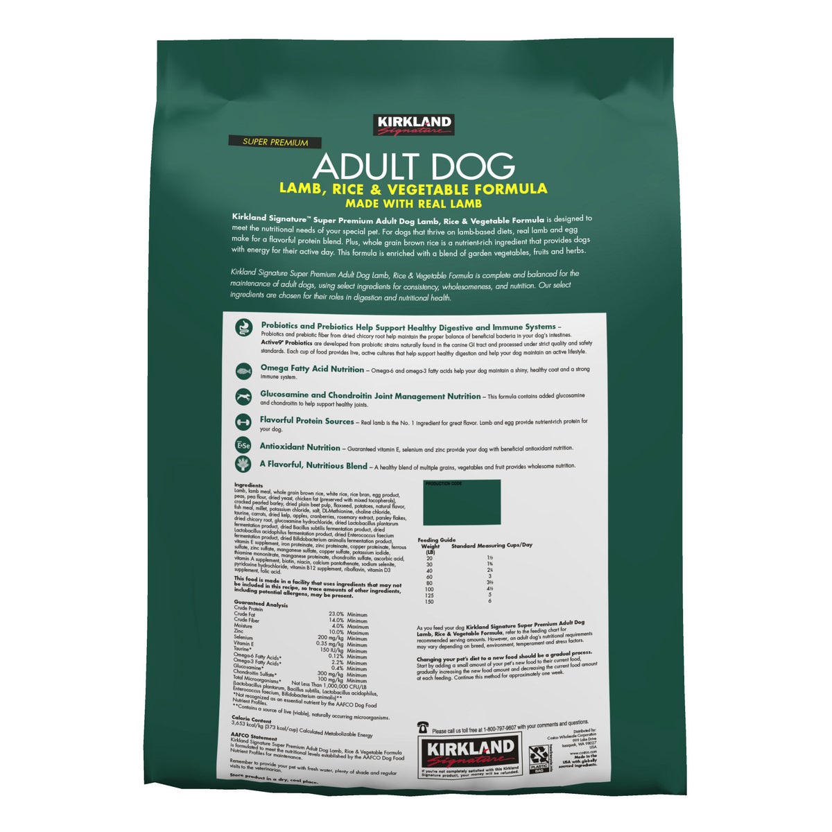 Kirkland Signature adult dog food with lamb and rice
