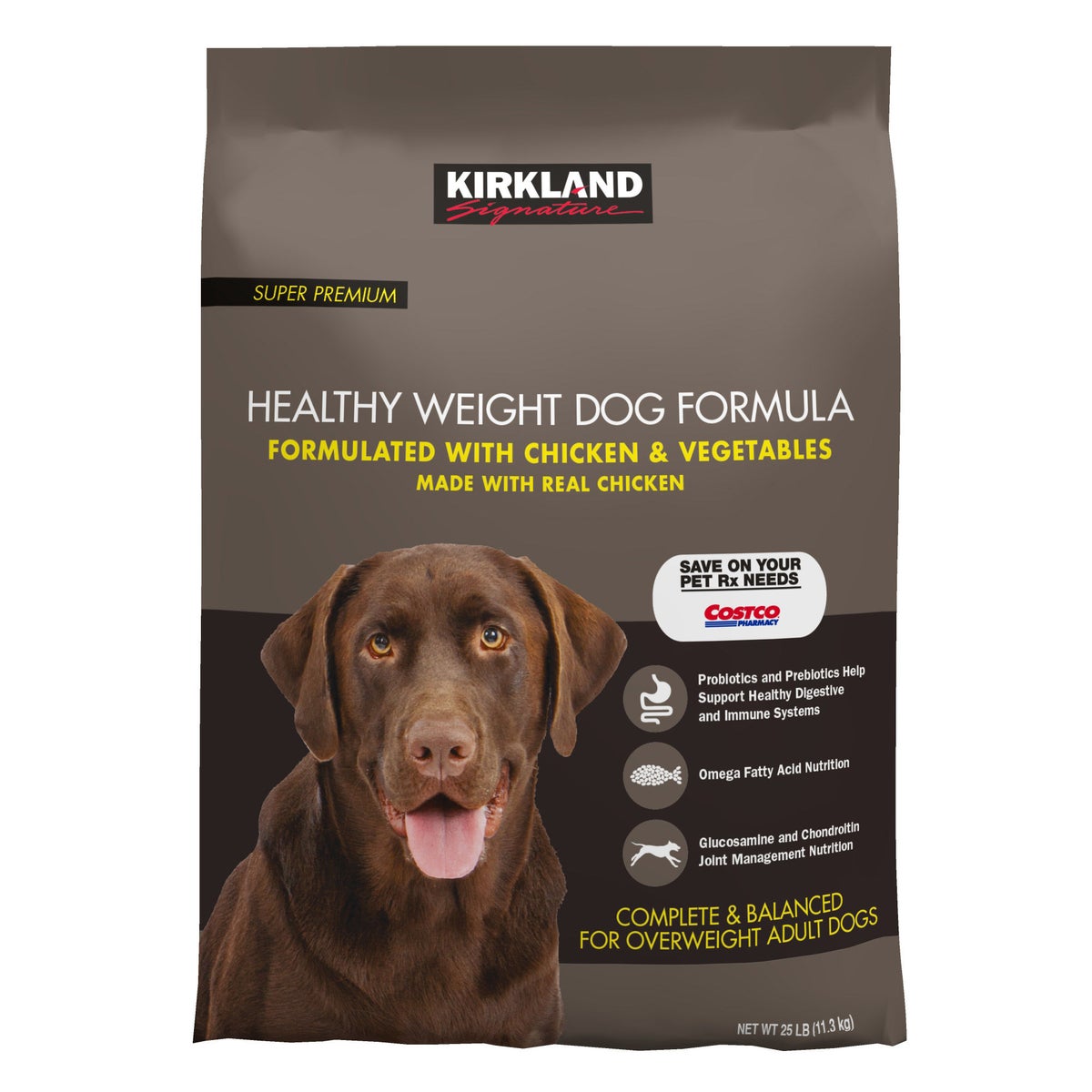 Kirkland Signature healthy weight chicken and vegetable dog food 25 lb bag
