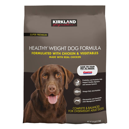 Kirkland Signature healthy weight chicken and vegetable dog food 25 lb bag