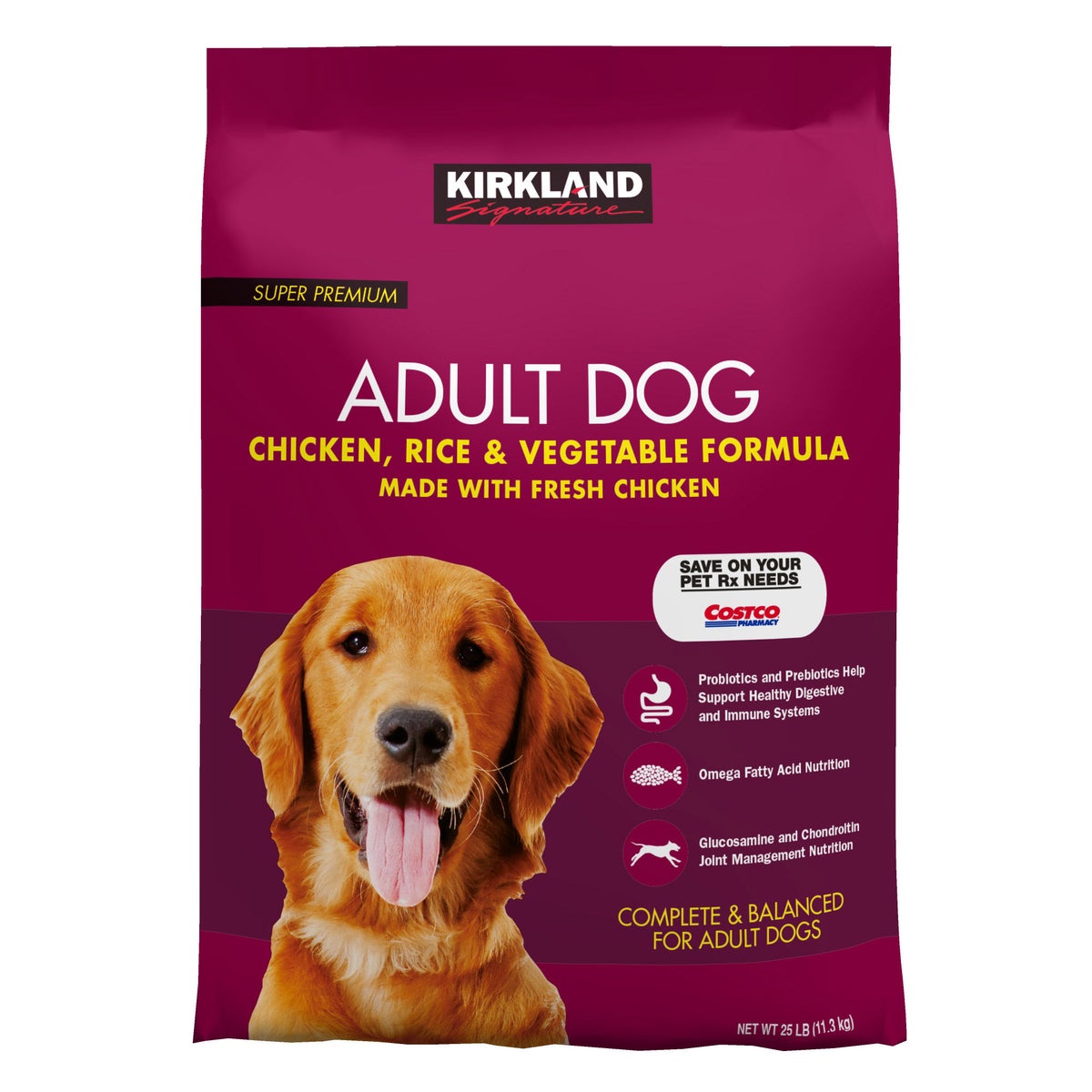 Kirkland Signature adult chicken rice vegetable dog food 25 lbs