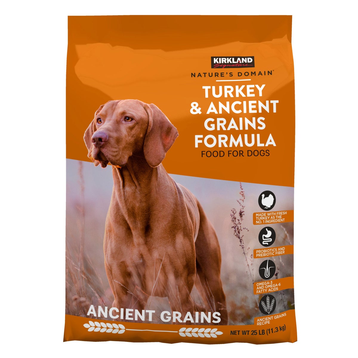 Kirkland Signature turkey and ancient grains dog food 25 lb bag