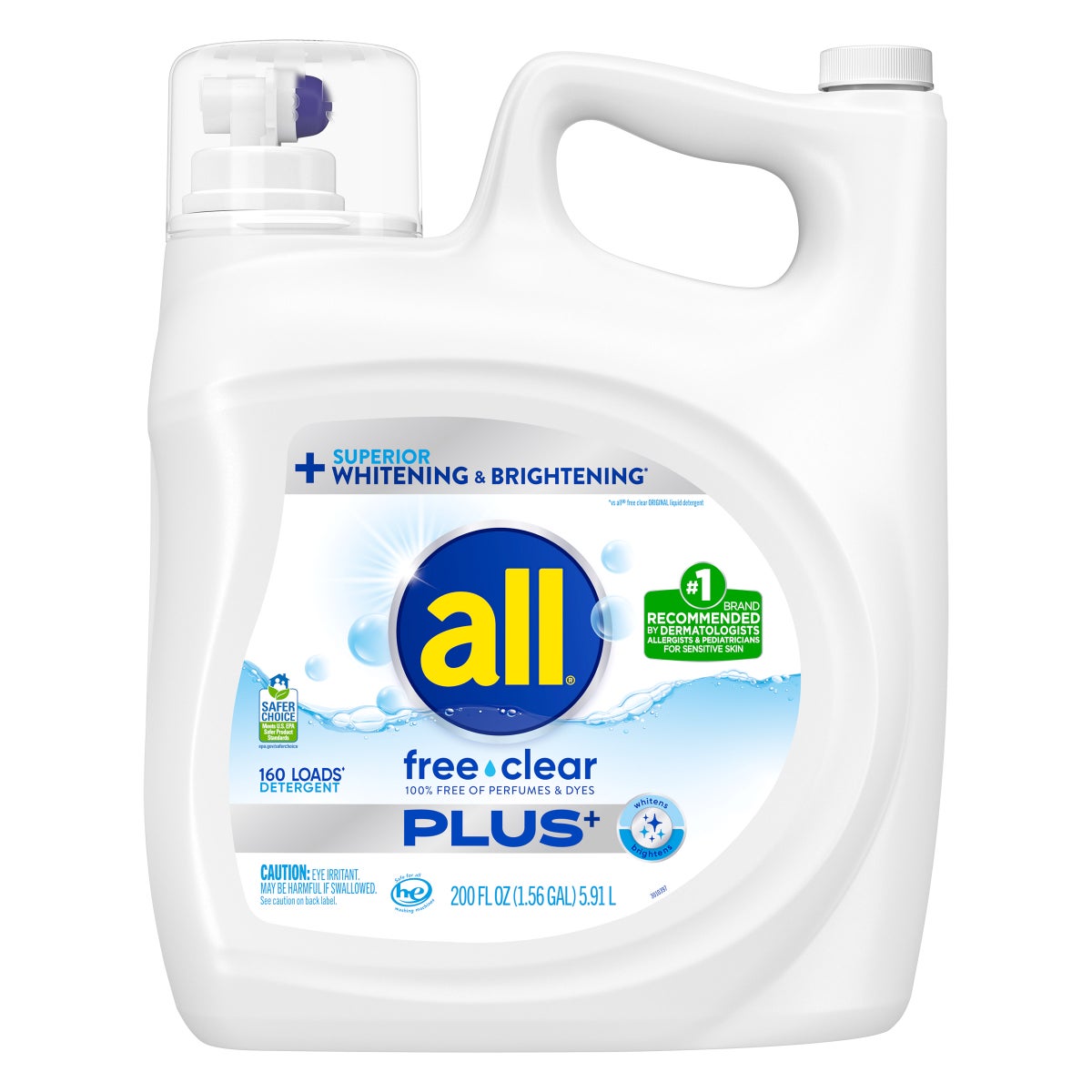 All Free & Clear Plus+ detergent bottle for 160 loads