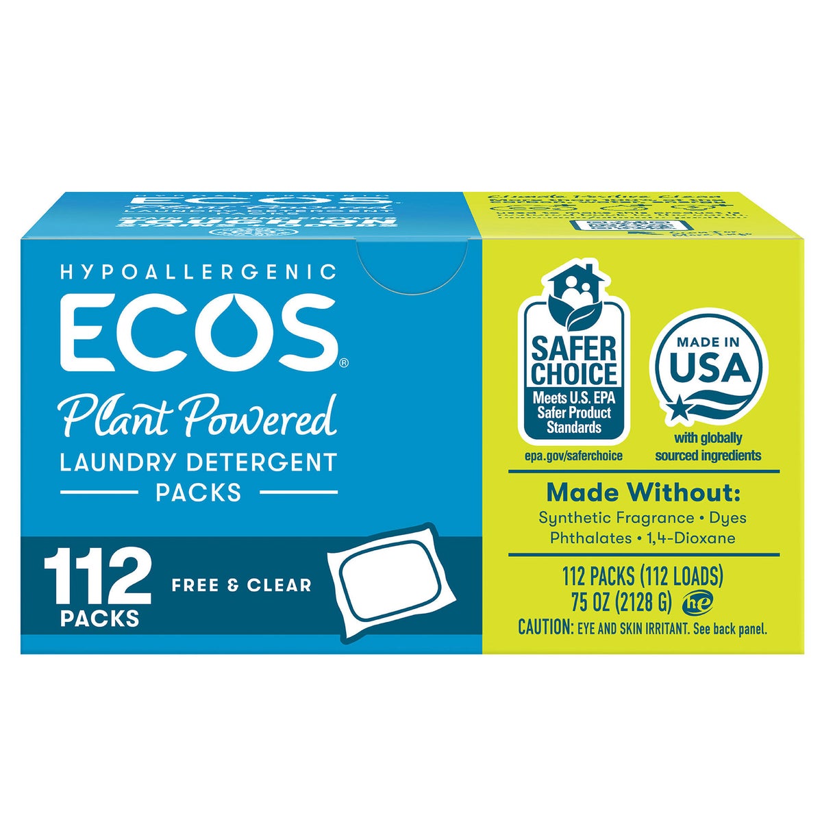 ECOS Free & Clear laundry detergent packs 112-count